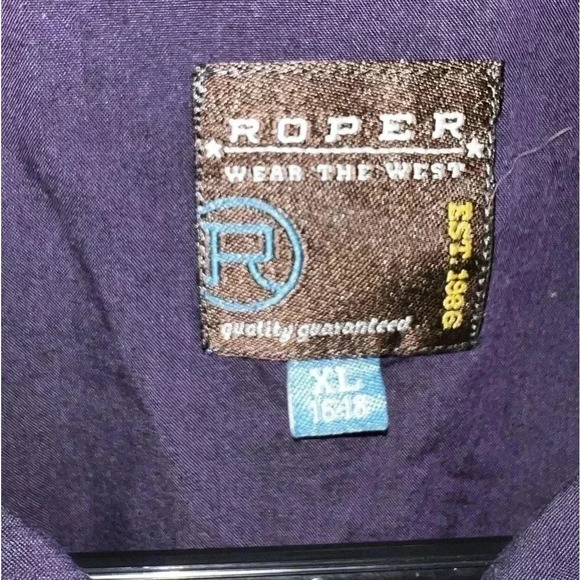 Roper Western Button Shirt BOYS XL (16-18) -Pearl Snaps-solid Long Sleeve-NICE - Picture 6 of 10